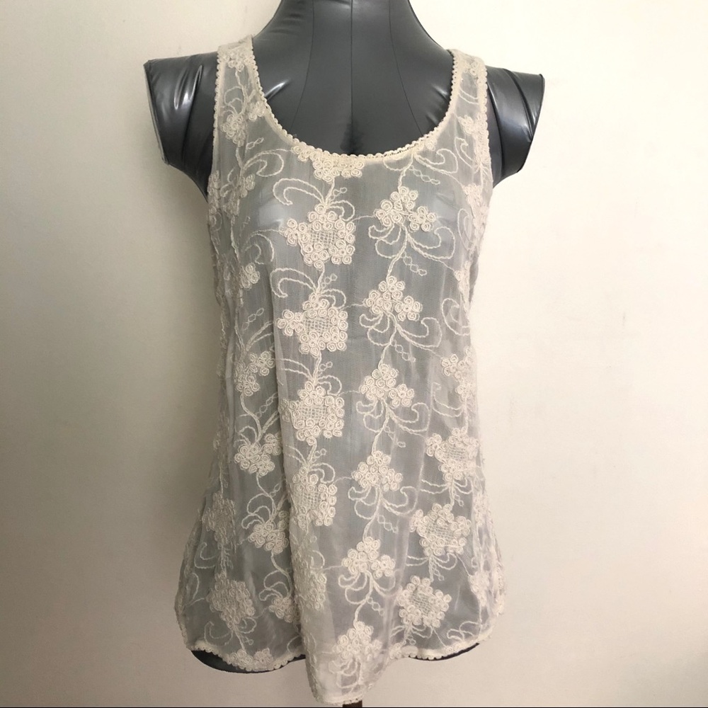 Lucky Brand embroidered tank top Small